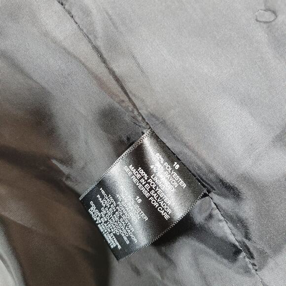 Vintage Norma‎ Kamali Boyfriend Suit Jacket Womens 16 Black Gray Pin Striped - Picture 9 of 16